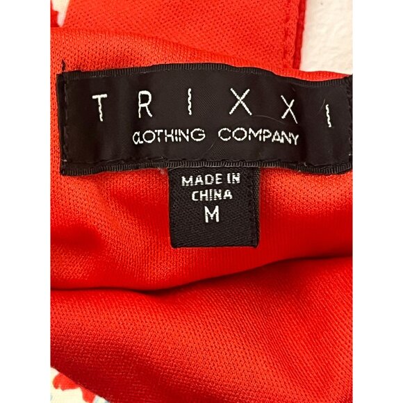 Trixxi Red Floral Fit & Flare Mini Sundress M Boho Stripe Hem Summer Casual - Picture 3 of 14